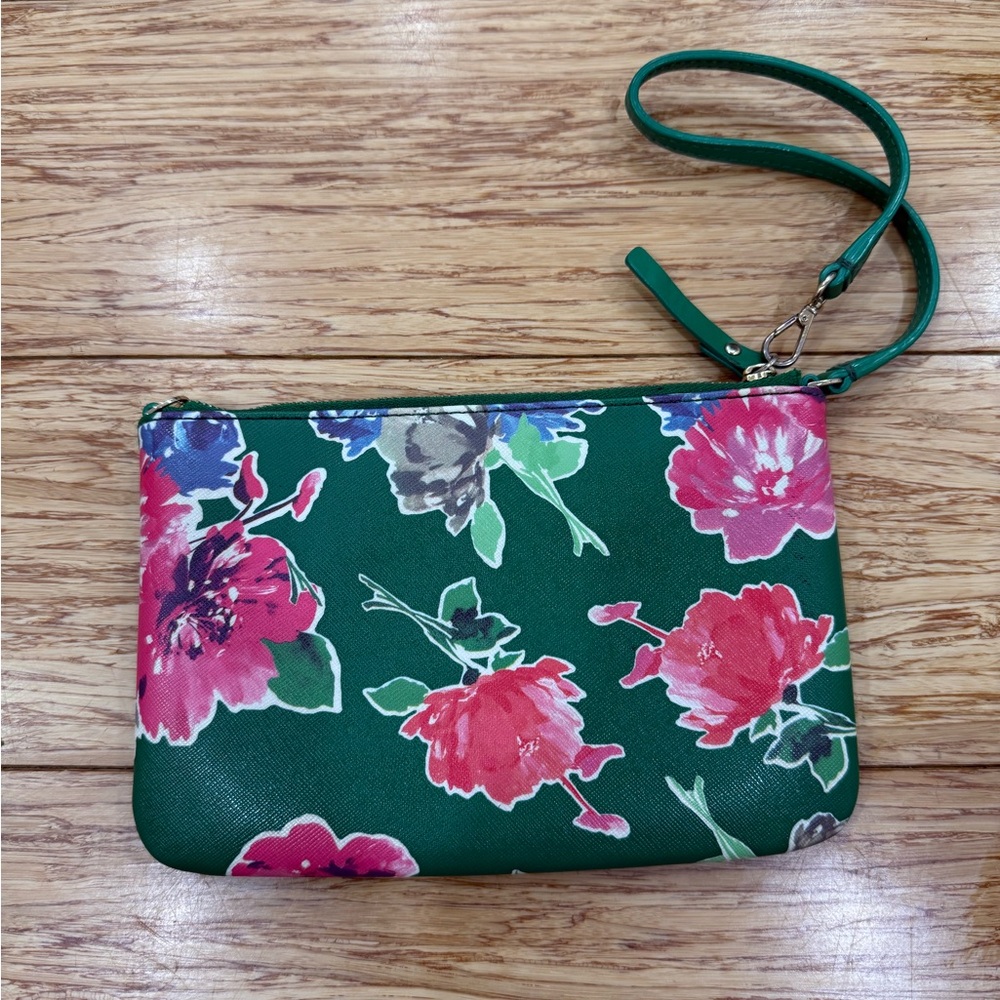 Kate Spade Floral Green Wristlet Clutch